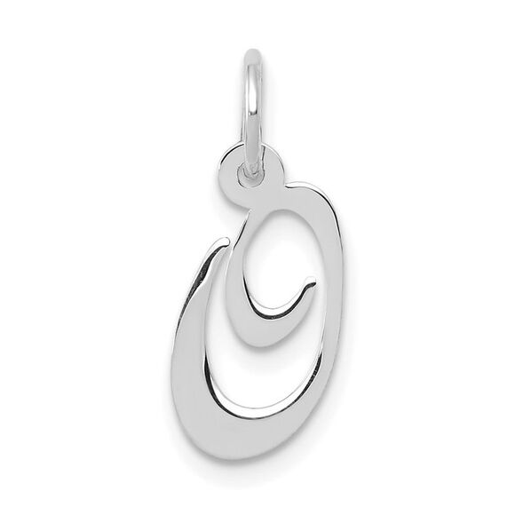 10k White Gold Small Fancy Script Initial O Charm - Picture 1 of 2